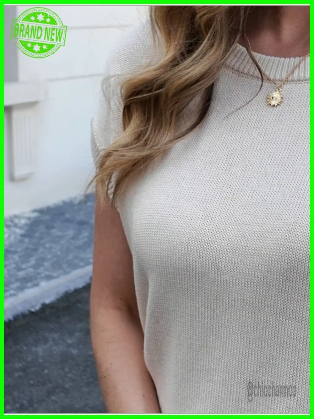 Womens Cap Sleeve Waffle Knit Sweater Vest Casual Loose Summer Top